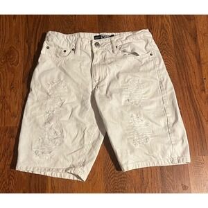 Company Eighty One Mens White Distressed Denim Shorts Size 32 CO 81 Streetwear